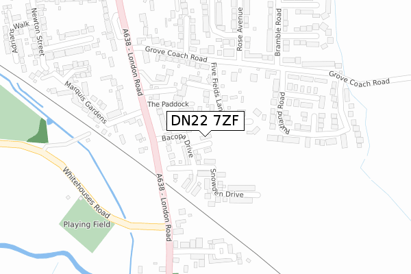 DN22 7ZF map - large scale - OS Open Zoomstack (Ordnance Survey)