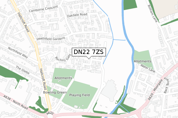 DN22 7ZS map - large scale - OS Open Zoomstack (Ordnance Survey)