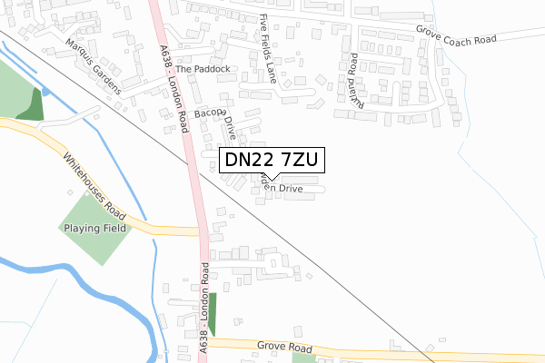 DN22 7ZU map - large scale - OS Open Zoomstack (Ordnance Survey)