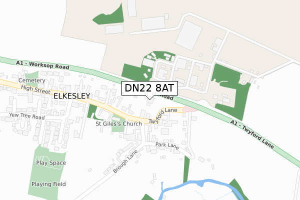 DN22 8AT map - large scale - OS Open Zoomstack (Ordnance Survey)