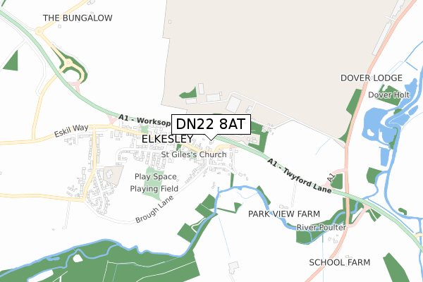 DN22 8AT map - small scale - OS Open Zoomstack (Ordnance Survey)