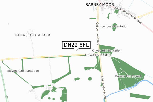 DN22 8FL map - small scale - OS Open Zoomstack (Ordnance Survey)