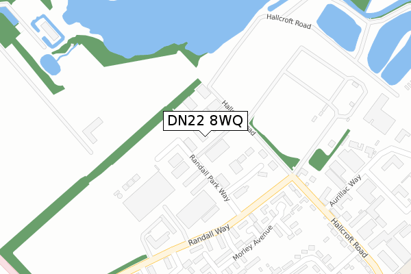 DN22 8WQ map - large scale - OS Open Zoomstack (Ordnance Survey)