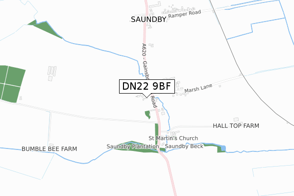 DN22 9BF map - small scale - OS Open Zoomstack (Ordnance Survey)