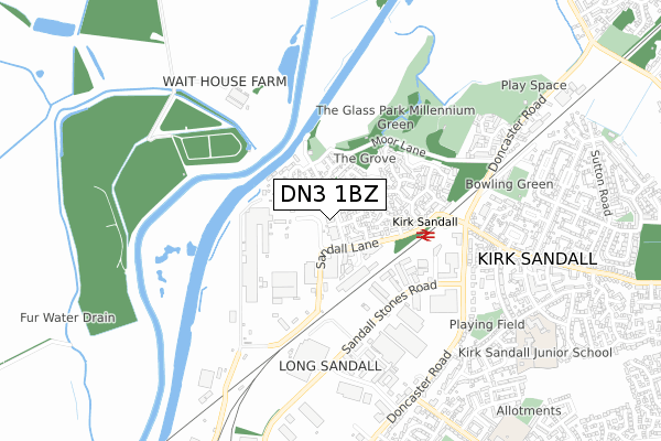 DN3 1BZ map - small scale - OS Open Zoomstack (Ordnance Survey) DN3 1BZ map - small scale - OS Open Zoomstack (Ordnance Survey)