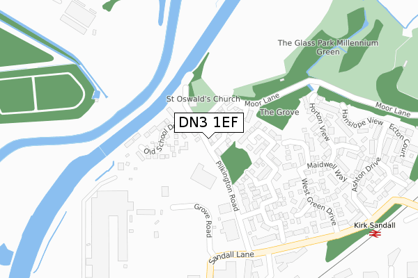 DN3 1EF map - large scale - OS Open Zoomstack (Ordnance Survey)