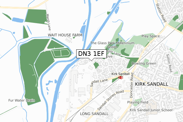 DN3 1EF map - small scale - OS Open Zoomstack (Ordnance Survey)