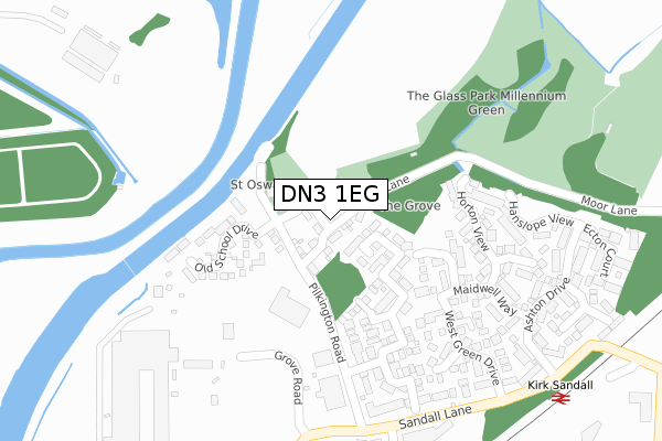 DN3 1EG map - large scale - OS Open Zoomstack (Ordnance Survey)