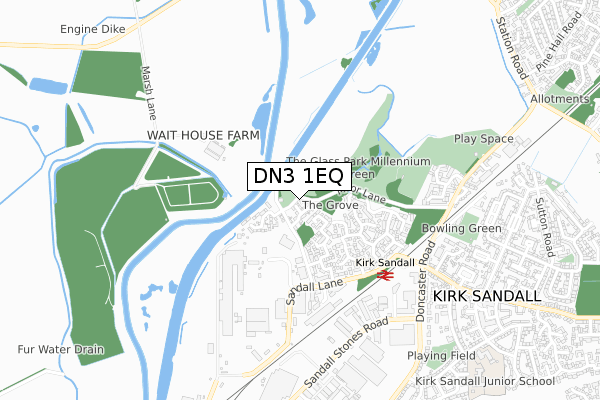 DN3 1EQ map - small scale - OS Open Zoomstack (Ordnance Survey)