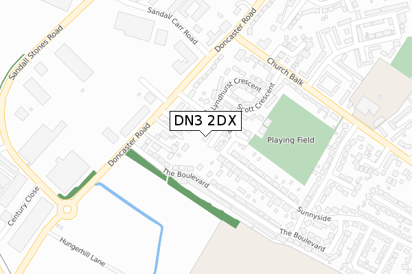 DN3 2DX map - large scale - OS Open Zoomstack (Ordnance Survey)