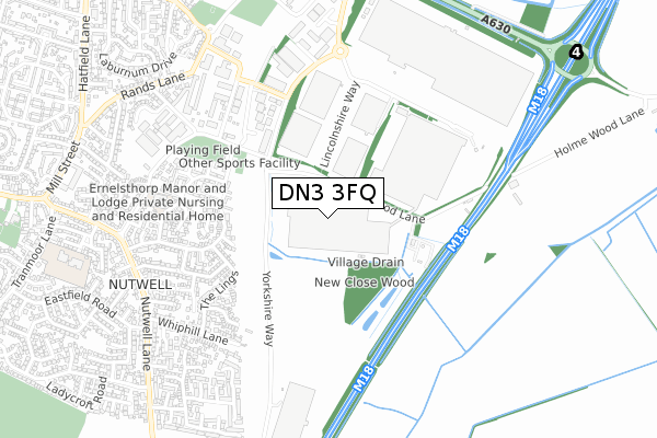 DN3 3FQ map - small scale - OS Open Zoomstack (Ordnance Survey)