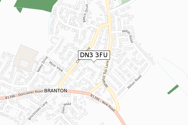 DN3 3FU map - large scale - OS Open Zoomstack (Ordnance Survey)