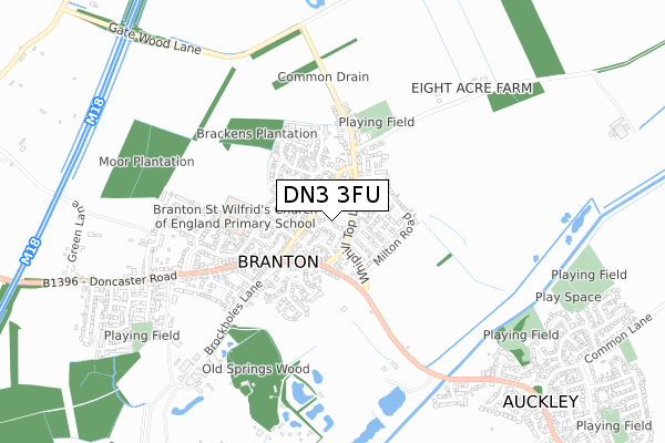 DN3 3FU map - small scale - OS Open Zoomstack (Ordnance Survey)