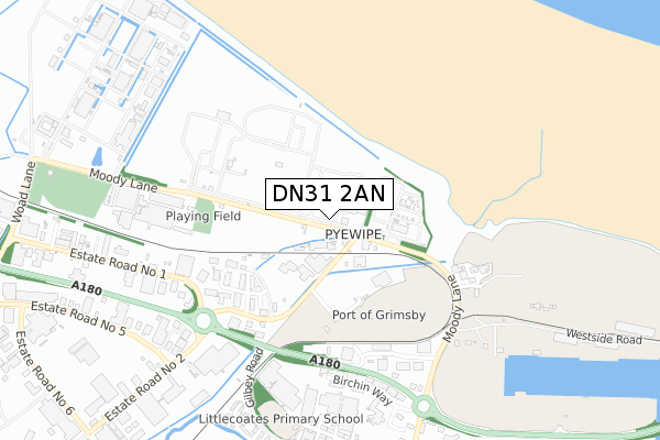 DN31 2AN map - small scale - OS Open Zoomstack (Ordnance Survey)