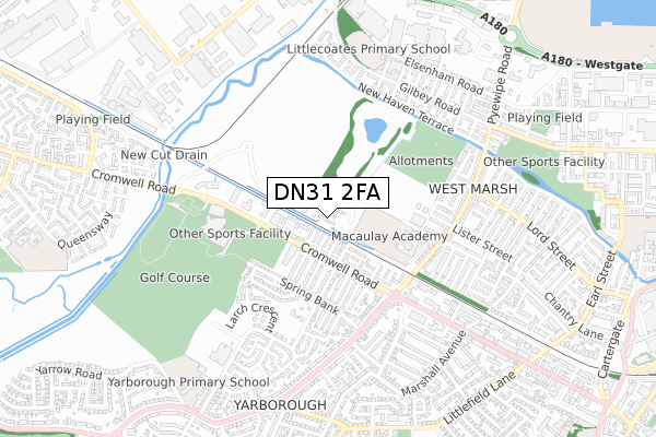 DN31 2FA map - small scale - OS Open Zoomstack (Ordnance Survey)