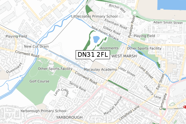 DN31 2FL map - small scale - OS Open Zoomstack (Ordnance Survey)