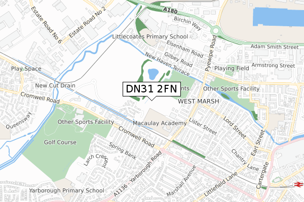 DN31 2FN map - small scale - OS Open Zoomstack (Ordnance Survey)