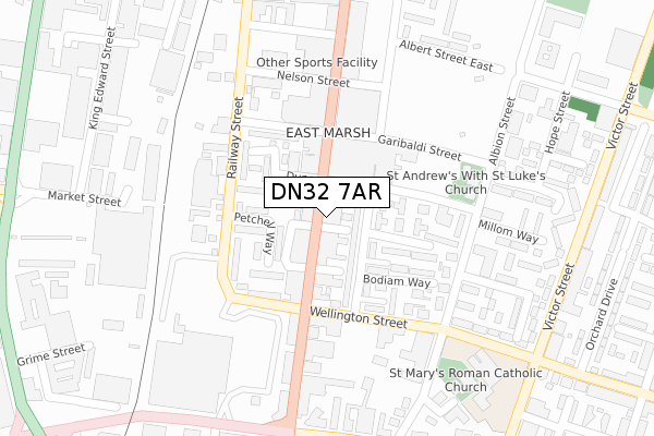 DN32 7AR map - large scale - OS Open Zoomstack (Ordnance Survey)