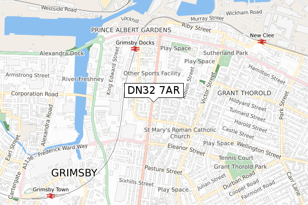 DN32 7AR map - small scale - OS Open Zoomstack (Ordnance Survey)