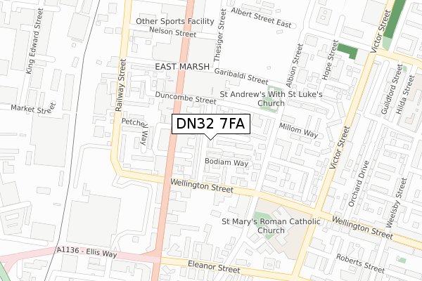 DN32 7FA map - large scale - OS Open Zoomstack (Ordnance Survey)