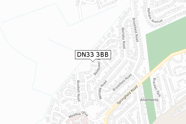 DN33 3BB map - large scale - OS Open Zoomstack (Ordnance Survey)