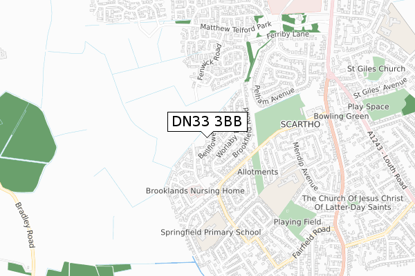 DN33 3BB map - small scale - OS Open Zoomstack (Ordnance Survey)