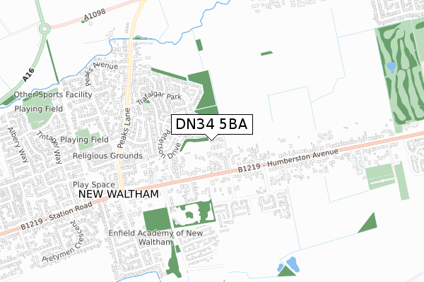 DN34 5BA map - small scale - OS Open Zoomstack (Ordnance Survey)