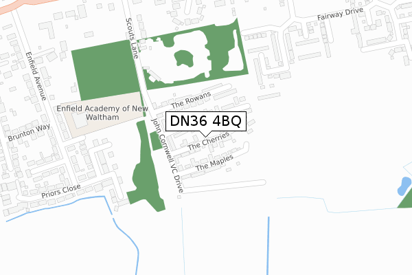 DN36 4BQ map - large scale - OS Open Zoomstack (Ordnance Survey)