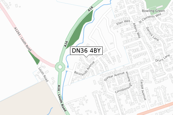 DN36 4BY map - large scale - OS Open Zoomstack (Ordnance Survey)