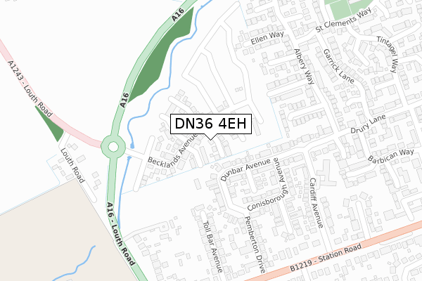 DN36 4EH map - large scale - OS Open Zoomstack (Ordnance Survey)
