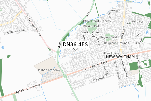 DN36 4ES map - small scale - OS Open Zoomstack (Ordnance Survey)