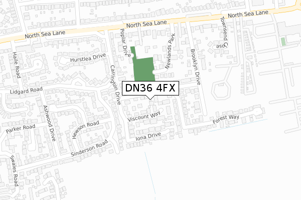 DN36 4FX map - large scale - OS Open Zoomstack (Ordnance Survey)