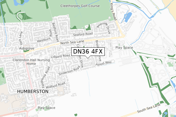 DN36 4FX map - small scale - OS Open Zoomstack (Ordnance Survey)