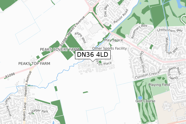 DN36 4LD map - small scale - OS Open Zoomstack (Ordnance Survey)