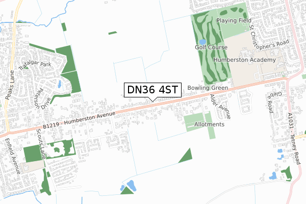 DN36 4ST map - small scale - OS Open Zoomstack (Ordnance Survey)