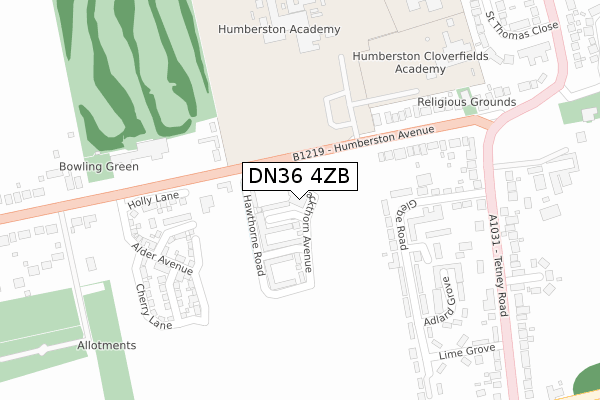 DN36 4ZB map - large scale - OS Open Zoomstack (Ordnance Survey)