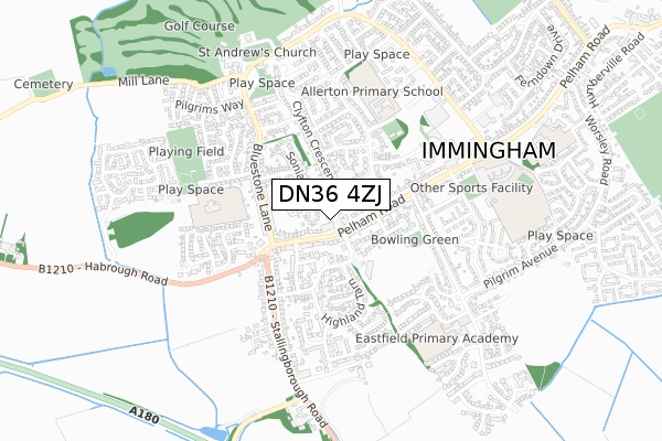 DN36 4ZJ map - small scale - OS Open Zoomstack (Ordnance Survey)