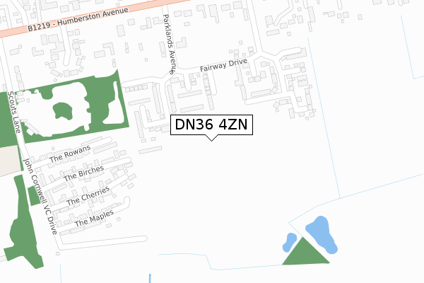 DN36 4ZN map - large scale - OS Open Zoomstack (Ordnance Survey)