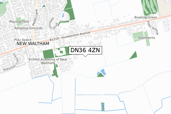 DN36 4ZN map - small scale - OS Open Zoomstack (Ordnance Survey)