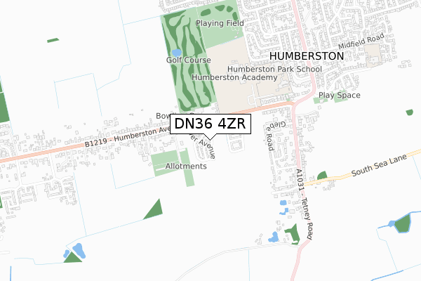 DN36 4ZR map - small scale - OS Open Zoomstack (Ordnance Survey)