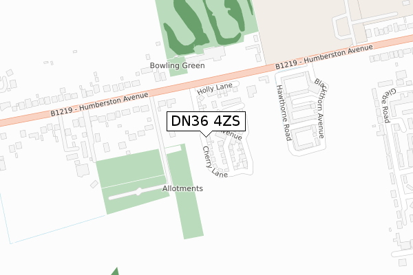 DN36 4ZS map - large scale - OS Open Zoomstack (Ordnance Survey)