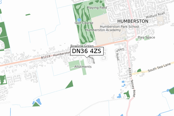 DN36 4ZS map - small scale - OS Open Zoomstack (Ordnance Survey)