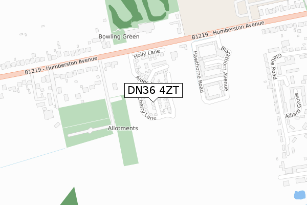 DN36 4ZT map - large scale - OS Open Zoomstack (Ordnance Survey)