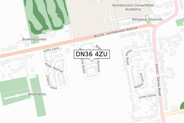 DN36 4ZU map - large scale - OS Open Zoomstack (Ordnance Survey)