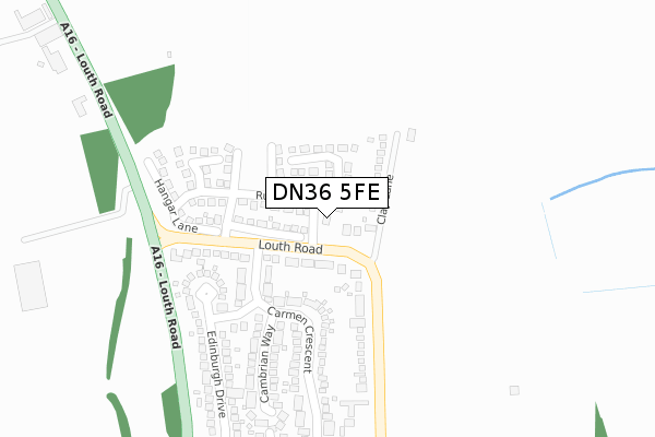 DN36 5FE map - large scale - OS Open Zoomstack (Ordnance Survey)