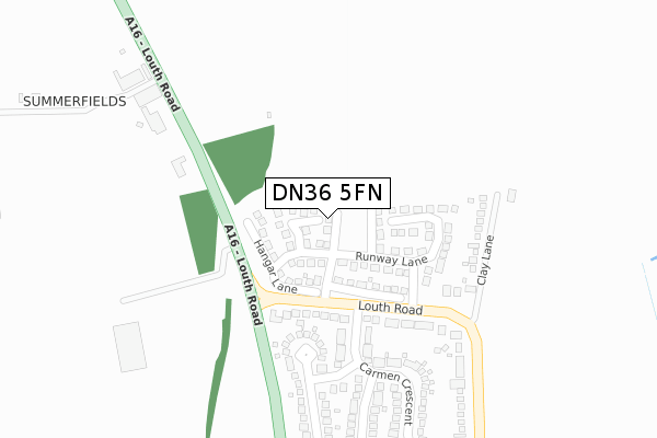 DN36 5FN map - large scale - OS Open Zoomstack (Ordnance Survey)