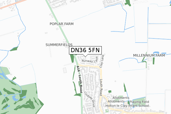 DN36 5FN map - small scale - OS Open Zoomstack (Ordnance Survey)