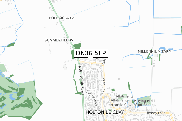 DN36 5FP map - small scale - OS Open Zoomstack (Ordnance Survey)