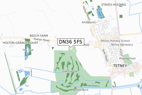 DN36 5FS map - small scale - OS Open Zoomstack (Ordnance Survey)