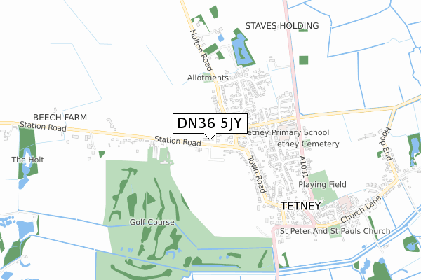 DN36 5JY map - small scale - OS Open Zoomstack (Ordnance Survey)